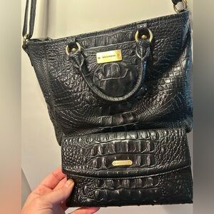Brahmin Mini Arno croc embossed leather handbag or crossbody with wallet